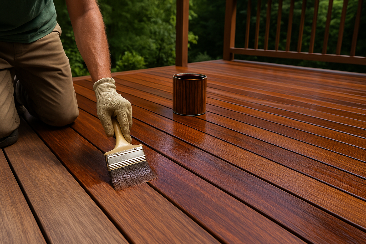 Application d’huile sur une terrasse en ipé